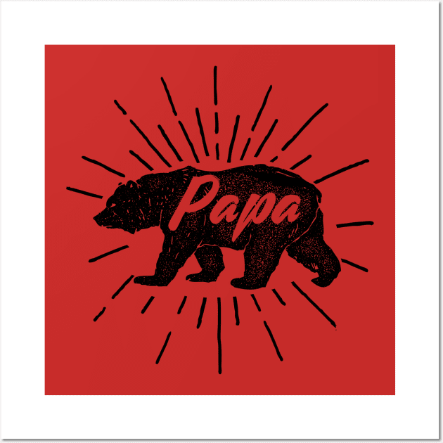 Papa Bear - Retro Father's Day design Wall Art by lucidghost